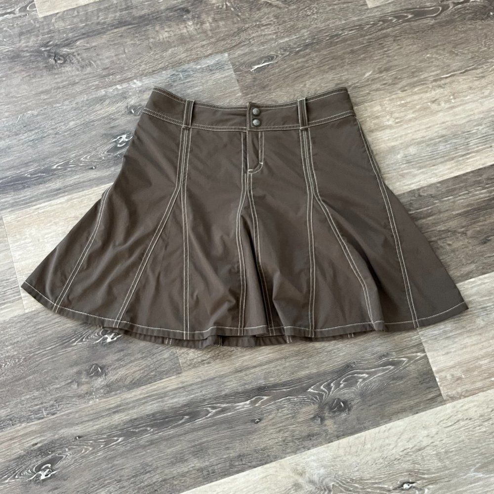 Athleta Whatever Tennis Skort #683764 4 Petite Brown Contrast Stitch